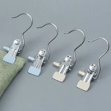 2pcs Multifunctional Stainless Steel Hook Clip With Hanging Hook For Clothes, Caps, Skirts, Etc. - Multicolor - View 8