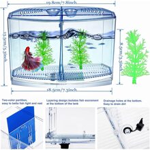 Mini Plastic Fish Tank For Aquarium Hobbyist, With Separation Box, Suitable For Shrimp, Crab, Seaweed Ball, Etc. - Blue - View 2