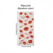 10/50 件心形嘴唇印花零食饼干袋、派对礼品袋、节日装饰、食品包装袋、烘焙用品、派对用品、节日用品万圣节装饰、圣诞装饰、生日装饰、秋季装饰、婚礼盒/礼品、圣诞礼物、礼品盒、南瓜、杯子配件