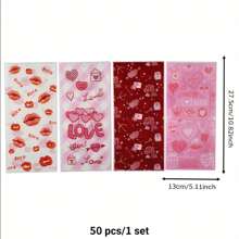 10/50 件心形嘴唇印花零食饼干袋、派对礼品袋、节日装饰、食品包装袋、烘焙用品、派对用品、节日用品万圣节装饰、圣诞装饰、生日装饰、秋季装饰、婚礼盒/礼品、圣诞礼物、礼品盒、南瓜、杯子配件