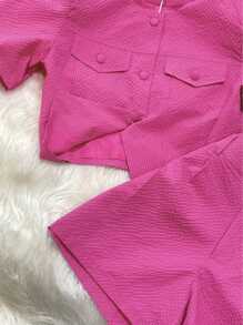 Women Two-Piece Outfits - 玫紅色 - 查看 2
