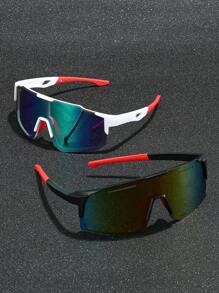 2pcs Men's Plastic Sport Wrap-Around Y2k Decorative Fashion Glasses, Suitable For Daily Wear, Photography, Shopping, Street Beach Accessories Glasses Shades For Summer Beach Vacation,Outdoor,Travel
