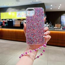 1 Miếng Dày lên Chống sốc Đúng mốt Nhiều màu Long lanh Vỏ Dây đeo tay điện thoại  Đối với phụ nữ , Tương thích với Apple , Samsung , HUAWEI - Trong sáng - Xem 3