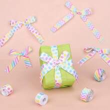 1Roll 5 Yards Easter Ribbons, Easter Pastel Ribbon, Ribbon With Pastel Stripes Eggs Rabbits Patterns, Grosgrain Ribbons For Wrapping Bows Easter Decoration - Flowers - View 6