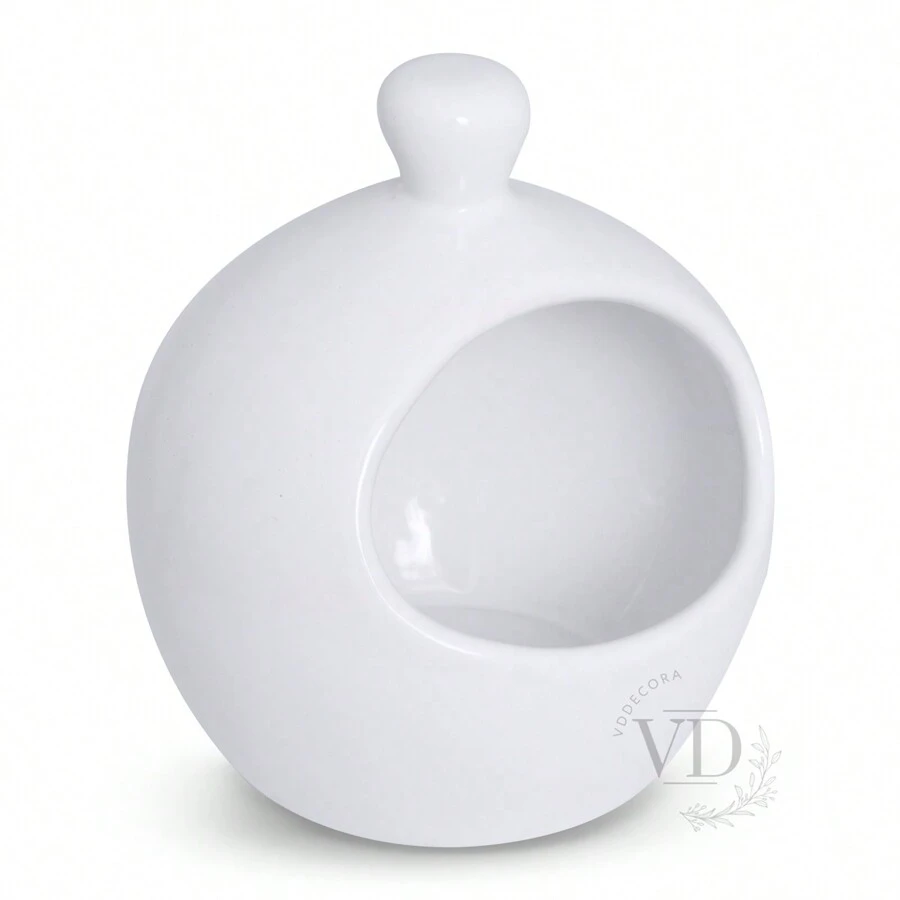 Porta Alho Luxo de Porcelana Branca - Branco - Visão 1