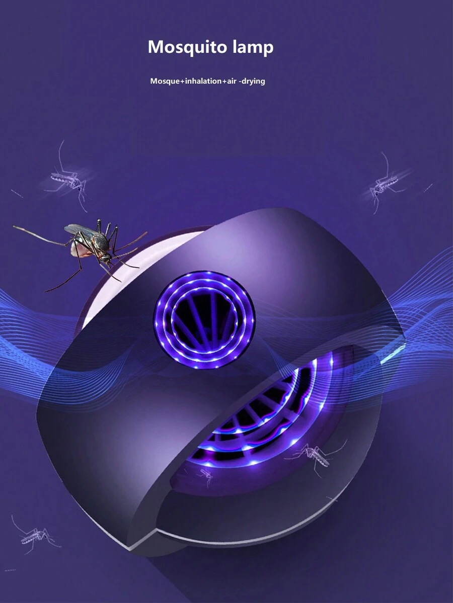 Usb-Powered Purple Light Mosquito Killer Lamp, Desktop Style, Bedroom Use - Royal Blue - View 1