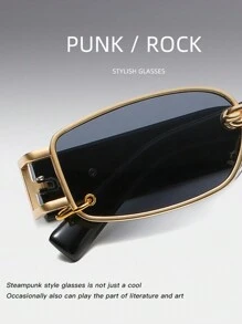 1 peça de óculos femininos de armação pequena dourada, quadrados metálicos, estilosos, personalizados, circulares, chiques, versáteis, acessórios de praia para mulheres, , todos os tipos de combinações, outono inverno, roupas femininas, roupas, presentes casuais de negócios