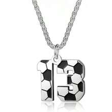 1PC 304L Stainless Steel Soccer Number Necklace Men Women Football Athletes Necklace For Men Jewelry Soccer Accessories - Black and White - View 13