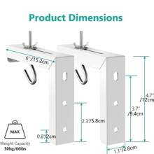 Universal Projector Screen Ceiling Mount, Wall Hanging Mount L-Brackets, 6 Inch Adjustable Extension With Hook Kit, Perfect Projector Screen Placement Hold Up To 66 Lbs - White - View 2