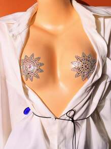 1 đôi Gợi cảm Lễ hội Nắp núm vú , Đóng vai Cơ thể Hình dán Đối với Của phụ nữ Cơ thể , Mặt Và Ngực Đồ trang trí Đồ trang sức - Nhiều màu - Xem 6