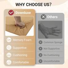 Downluxe Outdoor Chair Cushions For Patio Furniture, Waterproof Square Corner Memory Foam Patio Chair Cushion With Adjustable Ties And Portable Handle, 19" X 19" X 3" - 卡其色 - 查看 5