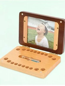 Children's Photo Frame, Hair & Tooth Collection Box For Baby Boys & Girls, Keepsake Memory Box Baby Shower Easter Gift Things For Girls/Boys - Coffee Brown - View 7