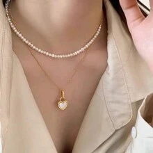1 Peça Colar Corrente de Clavícula com Pingente de Fechadura em Formato de Coração Preto e Branco de Aço Inoxidável da Moda, Dia dos Namorados
