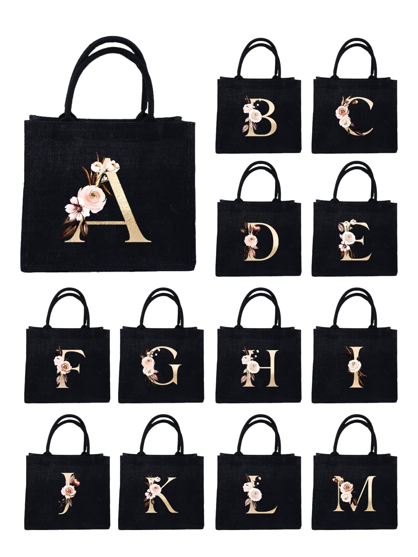 Vàng Màu hồng Hoa Đen Túi xách tay , Nguyên chất Đen Thiết kế , Đơn giản Và , Cá nhân hóa Lễ cưới Túi quà tặng , Phù dâu , Túi trang điểm , Du lịch Đơn giản Túi bảo quản , Màu thuần Mỹ phẩm Ví , Dung lượng lớn Du lịch Túi trang điểm : Hoàn hảo Đối với Ngoài trời Hoàn hảo Đối với Đám cưới , Sinh nhật , Và Kỳ nghỉ , Cái này Là A Tuyệt vời Qủa tặng Đối với phụ nữ , Mẹ , Giáo viên , Bạn Và Lớn Ba lô Đối với Sinh viên , Trở lại Trường , - màu đen - Xem 1