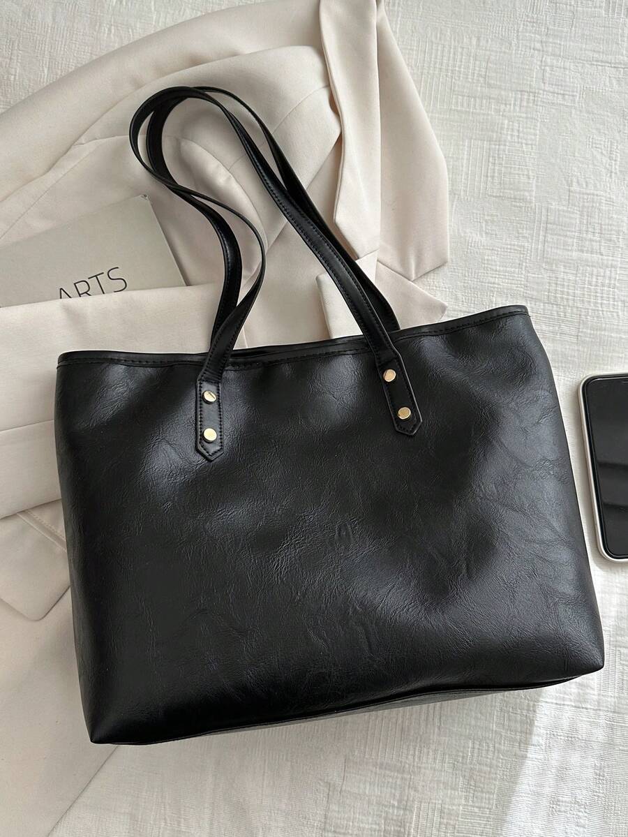 New Arrival Solid Color Large Capacity One Shoulder Tote Bag SHEIN UK