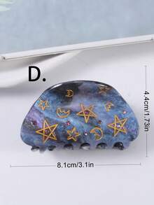 1入半圓形星月點鑽爪式必要夾子,適用於簡單夾子設計時尚又可愛 - 彩色 - 查看 5