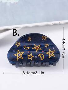 1入半圓形星月點鑽爪式必要夾子,適用於簡單夾子設計時尚又可愛 - 彩色 - 查看 3