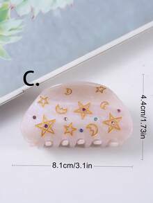 1入半圓形星月點鑽爪式必要夾子,適用於簡單夾子設計時尚又可愛 - 彩色 - 查看 4