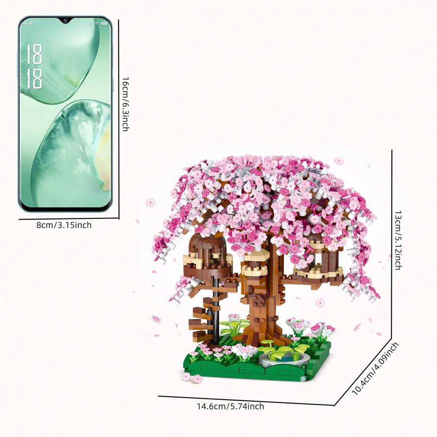 Pink Cherry Blossom Baumhaus Und Pfirsichblüten Teich Mini Mikro
