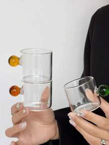 Set Of 6 Mixed-Color Italian Style Glass Cups With Handle, Including Cups For Extraction, Milk, Coffee, Juice And Sauce - Multicolor - View 7