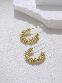 Minimalist Asymmetrical Silver Piece C-Shaped Hoop Earrings For Women, Versatile