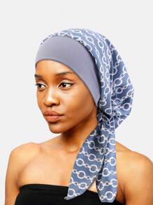 1pc Ladies' Countryside Style Silk Scarf Hat With Elastic Headband Braid & Pirate Cap For Daily Wear, Suitable For Chemotherapy Patients - Multicolor - View 2
