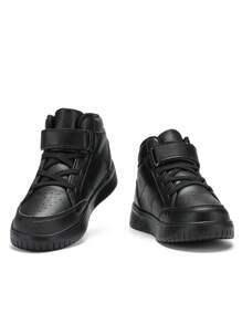 1雙兒童黑色高頂運動鞋，中性平底休閒運動鞋 - 黑色 - 查看 6