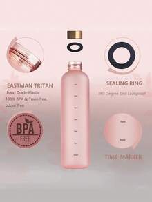 1只實色大容量塑料運動水瓶,帶有時間刻度,適用於戶外運動和室內健身,攜帶方便 - 彩色 - 查看 8