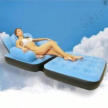 Sillón Inflable Sofá Cama 198cm Plegable Portátil 2 En 1,Sofá inflable con bomba de aire para exteriores, sofá perezoso para adultos, cama inflable multifuncional cinco en , cómodo sillón plegable, flocado de PVC, perfecto para relajarse y leer - Azul - Ver 4