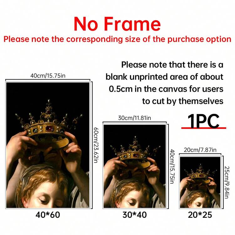 1 Impresión Independiente Sin Marco De La Corona Del Renacimiento, Pintura Retro En Lienzo De Aceite Clásico De La Corona, Pintura De Pared De Sala De Estar, Decoración Del Hogar, Póster Retro. - Multicolor - Añade 2