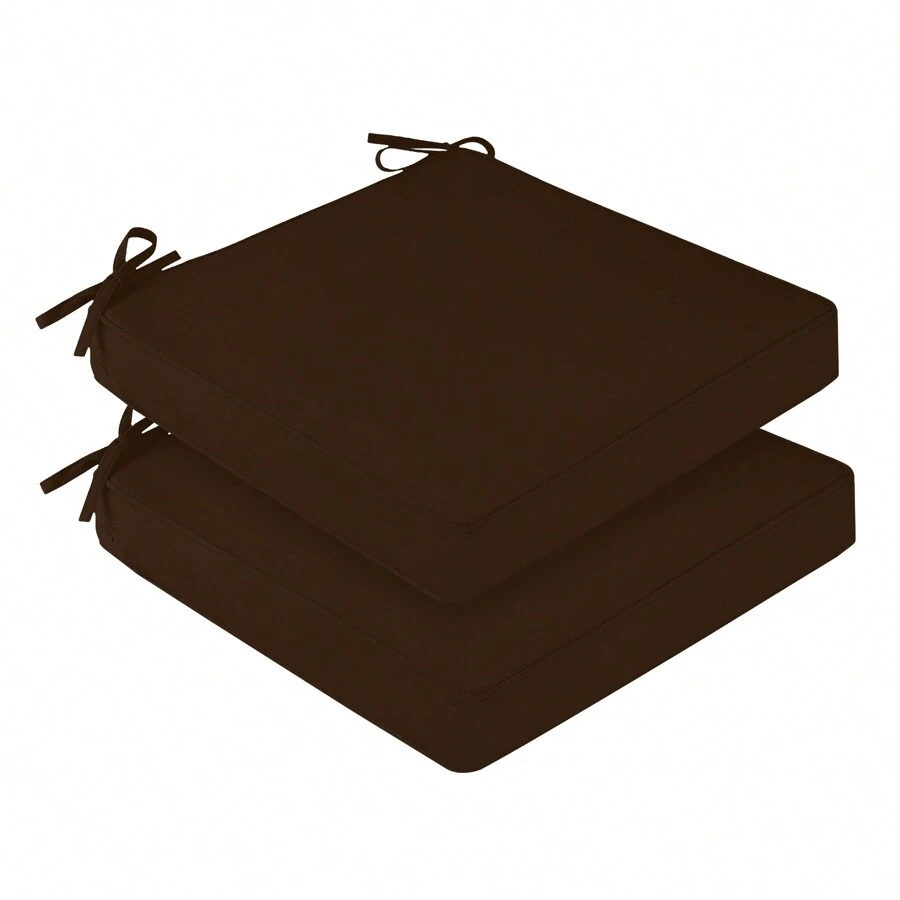 Downluxe Outdoor Chair Cushions For Patio Furniture, Waterproof Square Corner Memory Foam Patio Chair Cushion With Adjustable Ties And Portable Handle, 19" X 19" X 3" - 棕色 - 查看 1