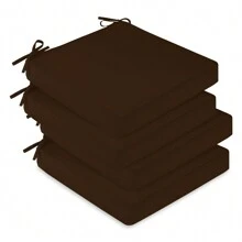 Downluxe Outdoor Chair Cushions For Patio Furniture, Waterproof Square Corner Memory Foam Patio Chair Cushion With Adjustable Ties And Portable Handle, 19" X 19" X 3" - 棕色 - 查看 2