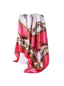 1 chiếc khăn quàng cổ in họa tiết xích dài 90cm bằng lụa giả dành cho nữ thích hợp làm đồ ngủ ban đêm và mặc hàng ngày, khăn quàng vuông/khăn bandana/khăn trùm đầu/áo bandana phong cách Boho Giáng sinh - Đỏ - Xem 7