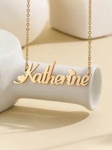 1 chiếc Vòng cổ mặt dây chuyền bằng thép không gỉ vàng phong cách mùa hè 2024 Châu Âu Hoa Kỳ tiếng Anh dành cho phụ nữ đeo trong trường học/lễ hội/tiệc tùng/dịp hàng ngày - Người mẫu nóng bỏng Âu Mỹ/vòng cổ thép không gỉ "Stephanie" tuyệt đẹp và quý phái - Xem 30