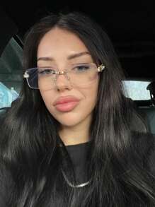 1 pereche de ochelari optici, minimalisti, eleganti, cu margini pătrate pentru femei, măgulitoare pentru fața rotundă, potriviți pentru naveta zilnică
