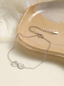 1條s925純銀交錯的無限符號女士手鍊,時尚多變的女式珠寶禮物 - 銀色 - 查看 2