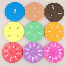 9pcsEVA Math Fraction Disc Teaching Aids, Math Fraction Operation Demonstrator, Educational Learning Puzzle Module - Multicolor - View 8