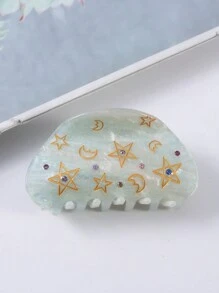 1入半圓形星月點鑽爪式必要夾子,適用於簡單夾子設計時尚又可愛 - 彩色 - 查看 15