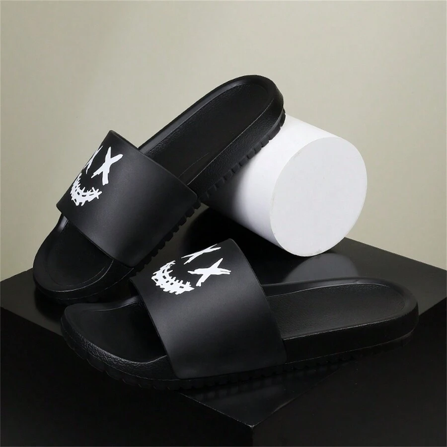 Nam Kích thước lớn Nhẹ Đúng mốt Thân thiện Giải trí Dép đi trong nhà - Đen và trắng - Xem 1