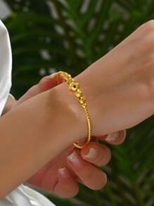 1pc EU&US Fashion Elegant Minimalist Commuter Golden Color Adjustable Open Bangle Bracelet For Women - A - View 14