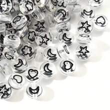 1 包 100/500 颗夜光亚克力透明圆珠，多种图案，适合 DIY 手链、项链、珠宝制作