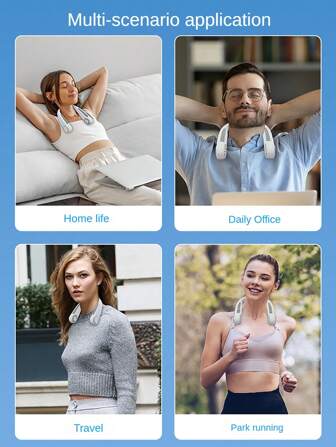 Un nuevo ventilador portátil sin hojas para colgar en el cuello, ventilador pequeño recargable USB de tercera generación, salida de aire tipo vórtice, ajuste de tres velocidades