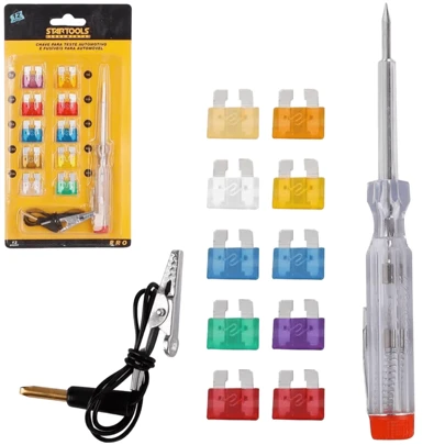 Kit Fusível Automotivo Chave Teste Garra Jacaré Universal
