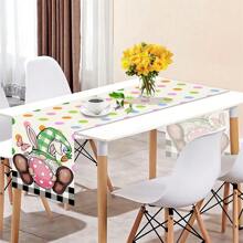 1pc Easter Table Runner With Bunny & Egg Pattern, Spring/Summer Seasonal Holiday Theme Kitchen Dining Table Decoration, Suitable For Indoor/Outdoor Home Party Decor, 13 X 72 Inches - Multicolor - View 2
