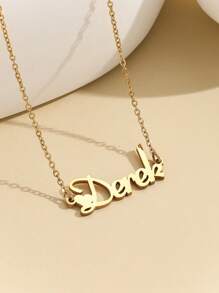 1 chiếc Vòng cổ mặt dây chuyền bằng thép không gỉ vàng phong cách mùa hè 2024 Châu Âu Hoa Kỳ tiếng Anh dành cho phụ nữ đeo trong trường học/lễ hội/tiệc tùng/dịp hàng ngày - Người mẫu nóng bỏng Âu Mỹ/vòng cổ thép không gỉ "Stephanie" tuyệt đẹp và quý phái - Xem 22