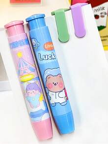 1袋卡通按拉式橡皮擦,可縮回的2b鉛筆擦,創意筆型橡皮擦,大象皮仿製,適用於學生和兒童的文具 - 粉色 - 查看 6