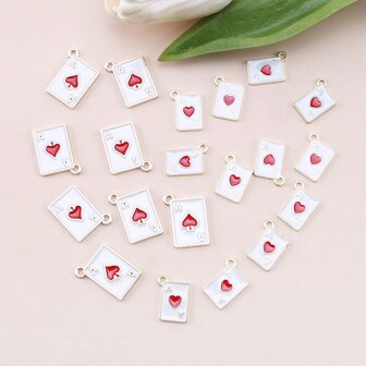 10pcs Cute Playing Cards Design Alloy Charm With Single Jump Ring Pendant For DIY Bracelet Necklace Key Chain Knapsack Jewelry Earrings Anklet Bracelet Making