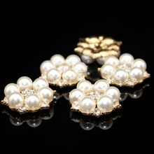 10 chiếc cúc hoa hợp kim đính ngọc trai giả và đá giả, lý tưởng để trang trí đám cưới và phụ kiện quần áo & trang sức tự làm cho ngày lễ tình nhân - Nhiều màu - Xem 3