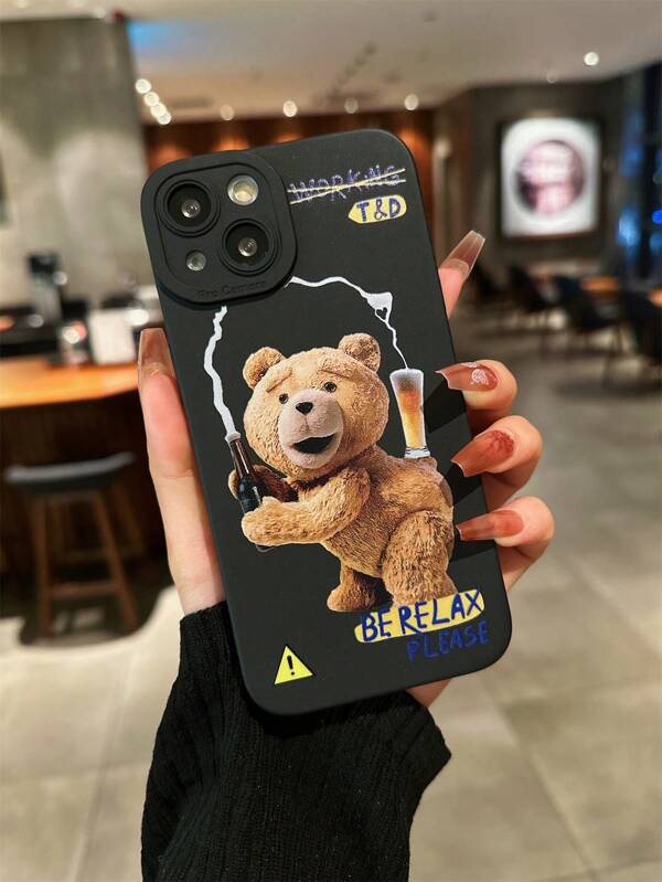 Cartoon Beer Bear Phone Case Compatible With Iphone 17, 14, 13 Pro Max, 12, 11, Soft Anti-Drop