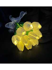 Lámpara LED de simulación de flores tulipanes girasol rosa luz de ambiente plantas en maceta - Blanco - Ver 8